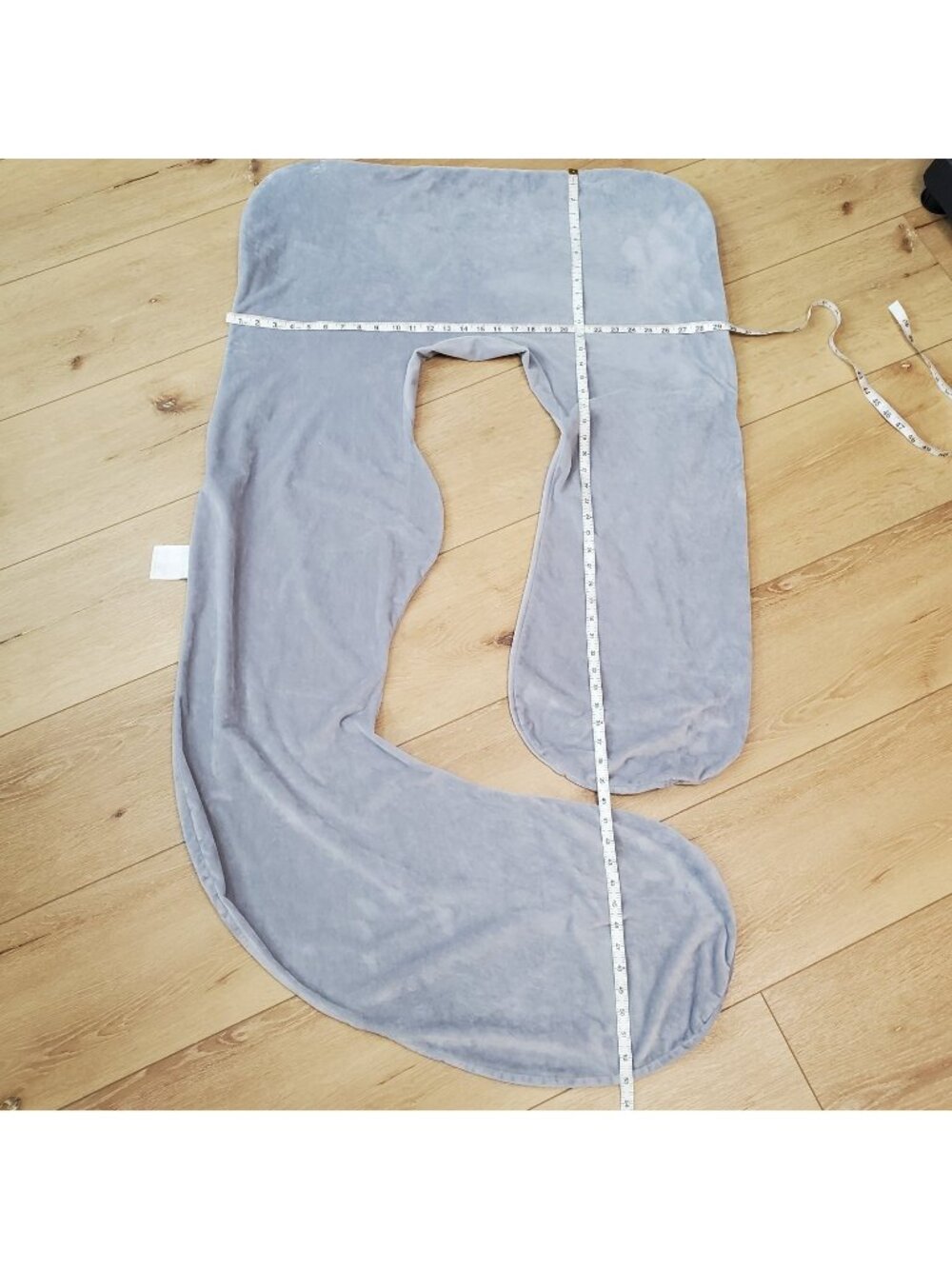 MomCozy COVER U Shaped Full Body Support Pillow Huggable Maternity Gray Velvet